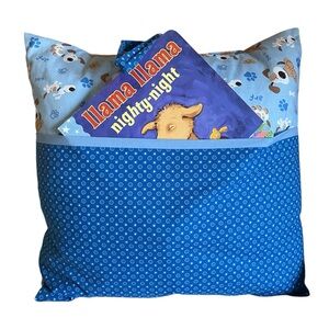 NEW - Handmade Pillow/Book Holder - Blue Dog Design